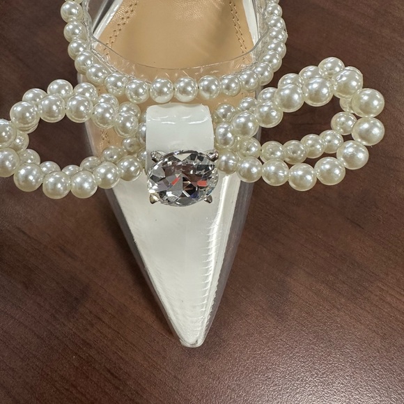 White Pearl Heels Ankle Strap size size 38 (7.5) - Picture 5 of 7